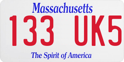 MA license plate 133UK5
