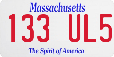 MA license plate 133UL5