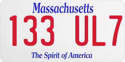 MA license plate 133UL7