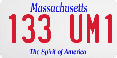 MA license plate 133UM1