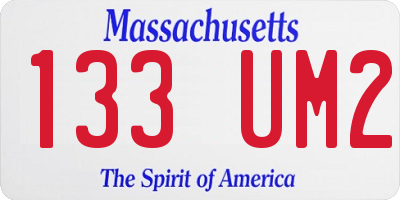 MA license plate 133UM2