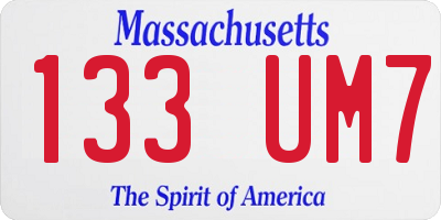 MA license plate 133UM7