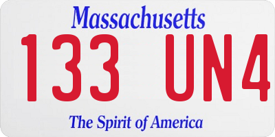 MA license plate 133UN4