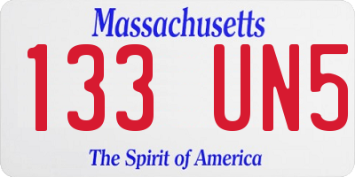 MA license plate 133UN5