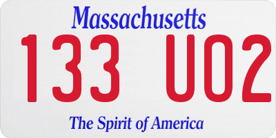 MA license plate 133UO2