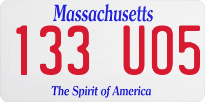 MA license plate 133UO5