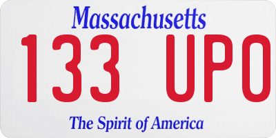 MA license plate 133UP0
