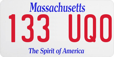 MA license plate 133UQ0