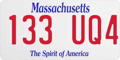 MA license plate 133UQ4