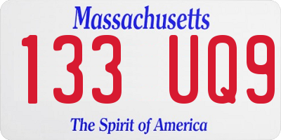 MA license plate 133UQ9