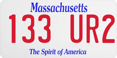 MA license plate 133UR2