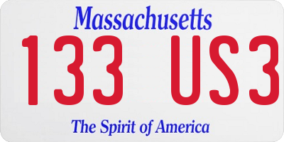 MA license plate 133US3