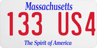 MA license plate 133US4