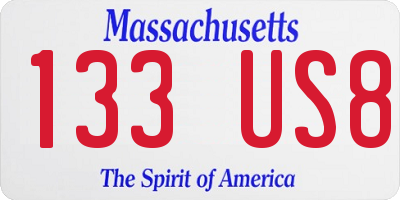 MA license plate 133US8