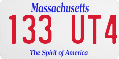 MA license plate 133UT4