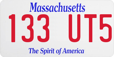 MA license plate 133UT5