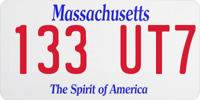 MA license plate 133UT7