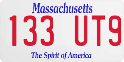 MA license plate 133UT9