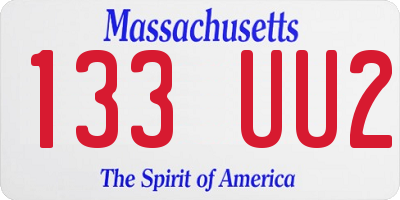 MA license plate 133UU2