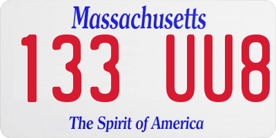 MA license plate 133UU8