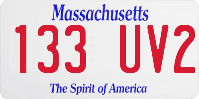 MA license plate 133UV2