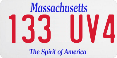 MA license plate 133UV4