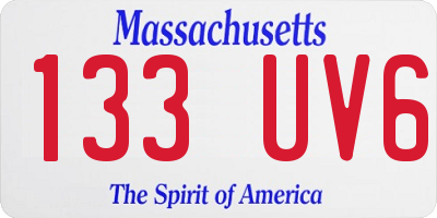 MA license plate 133UV6