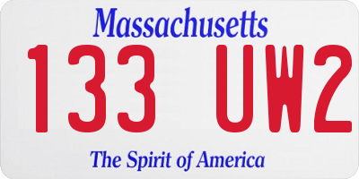 MA license plate 133UW2
