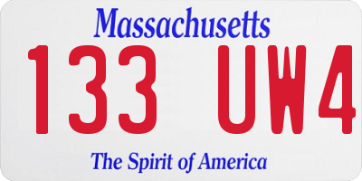 MA license plate 133UW4