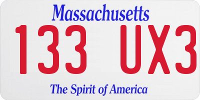 MA license plate 133UX3