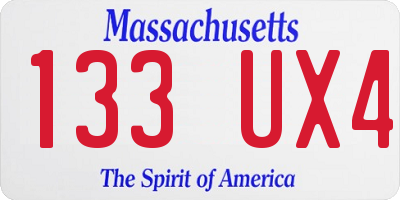 MA license plate 133UX4