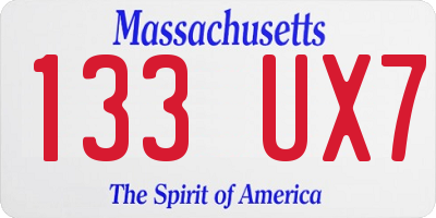 MA license plate 133UX7