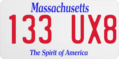MA license plate 133UX8