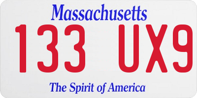 MA license plate 133UX9