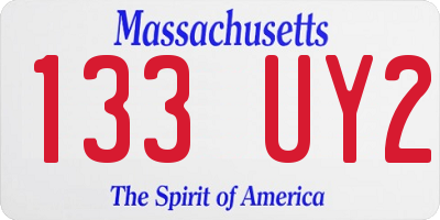 MA license plate 133UY2
