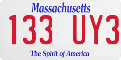 MA license plate 133UY3