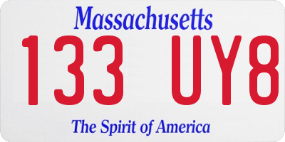 MA license plate 133UY8