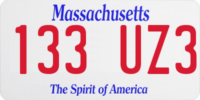 MA license plate 133UZ3