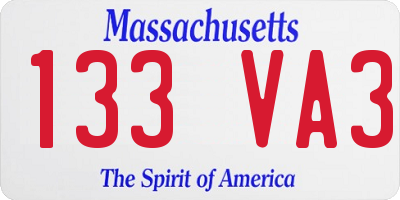 MA license plate 133VA3