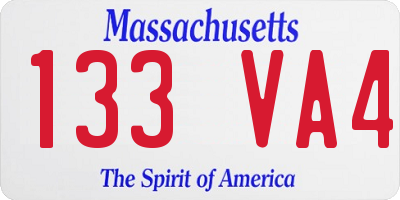 MA license plate 133VA4