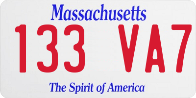 MA license plate 133VA7