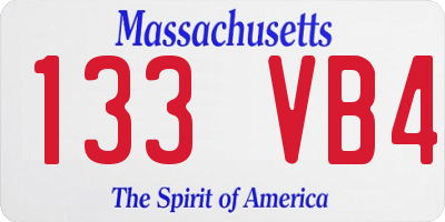MA license plate 133VB4