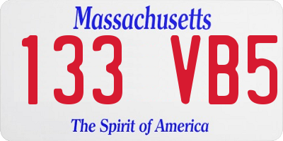 MA license plate 133VB5