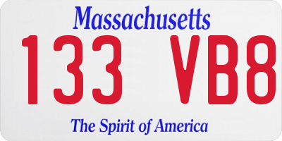 MA license plate 133VB8