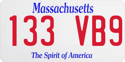 MA license plate 133VB9