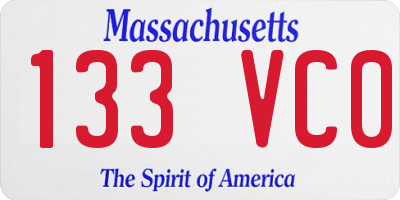 MA license plate 133VC0