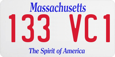 MA license plate 133VC1