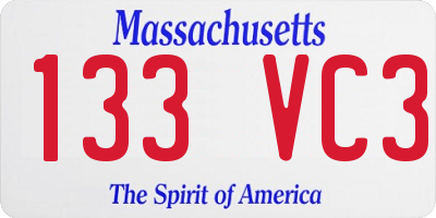 MA license plate 133VC3