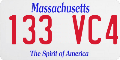MA license plate 133VC4