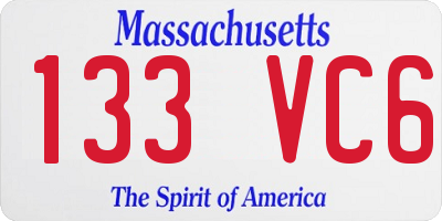 MA license plate 133VC6